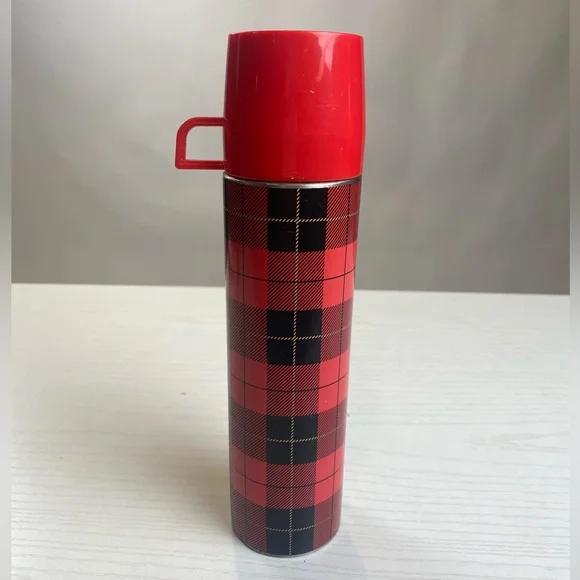 Fred Vintage Style Thermos Stainless Steel Flask Tartan Plaid - Picture 3 of 9